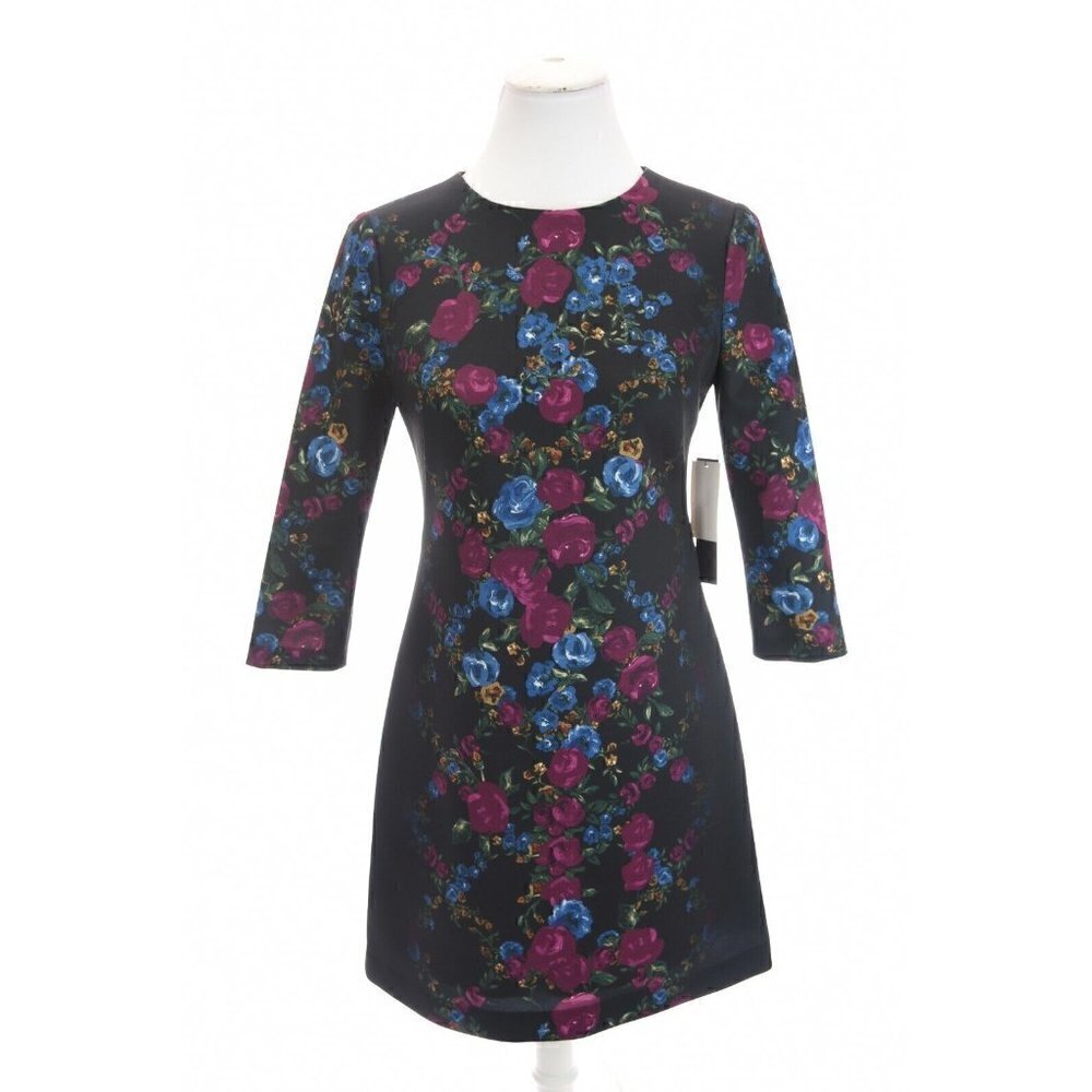 $228 NWT Cynthia Steffe Sz 2 Floral Print Stretch Sheath Dress Black NEW Roses